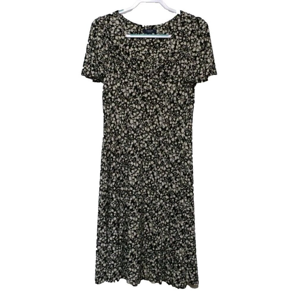CHAPS beige and black polyester blend women's dress size M